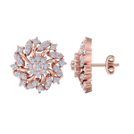 Load image into Gallery viewer, Flower stud earrings in rose gold with white diamonds of 1.13 ct in weight
