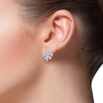 Load image into Gallery viewer, Leaf shaped earrings in white gold with white diamonds of 0.65 ct in weight
