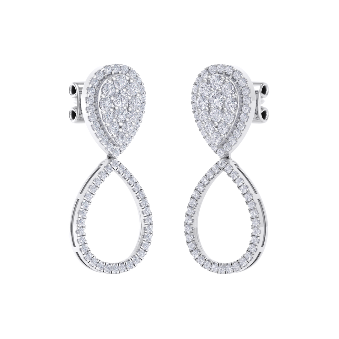 3 in 1 earrings in white gold with white diamonds of 0.85 ct in weight