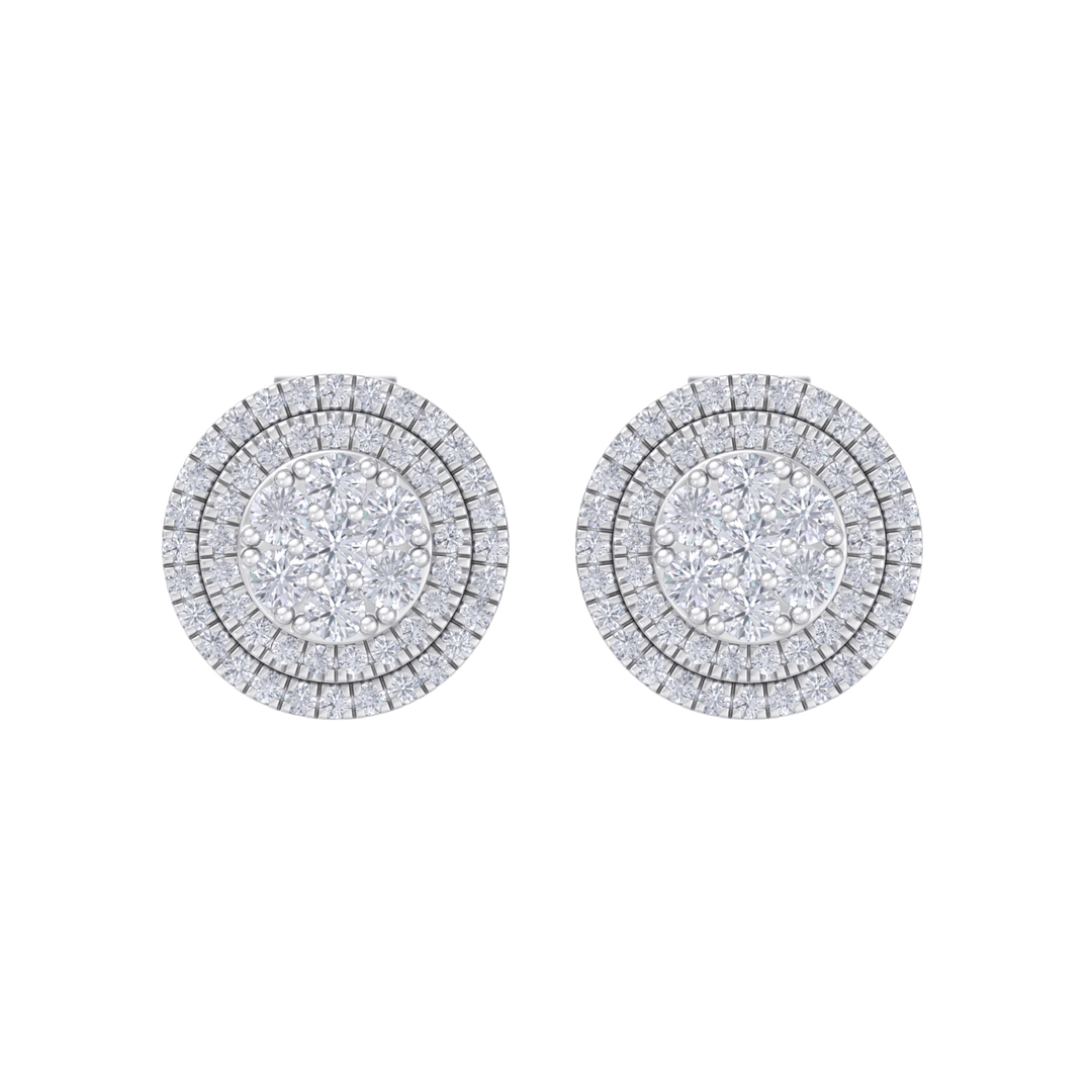 3 in 1 earrings in white gold with white diamonds of 0.79 ct in weight