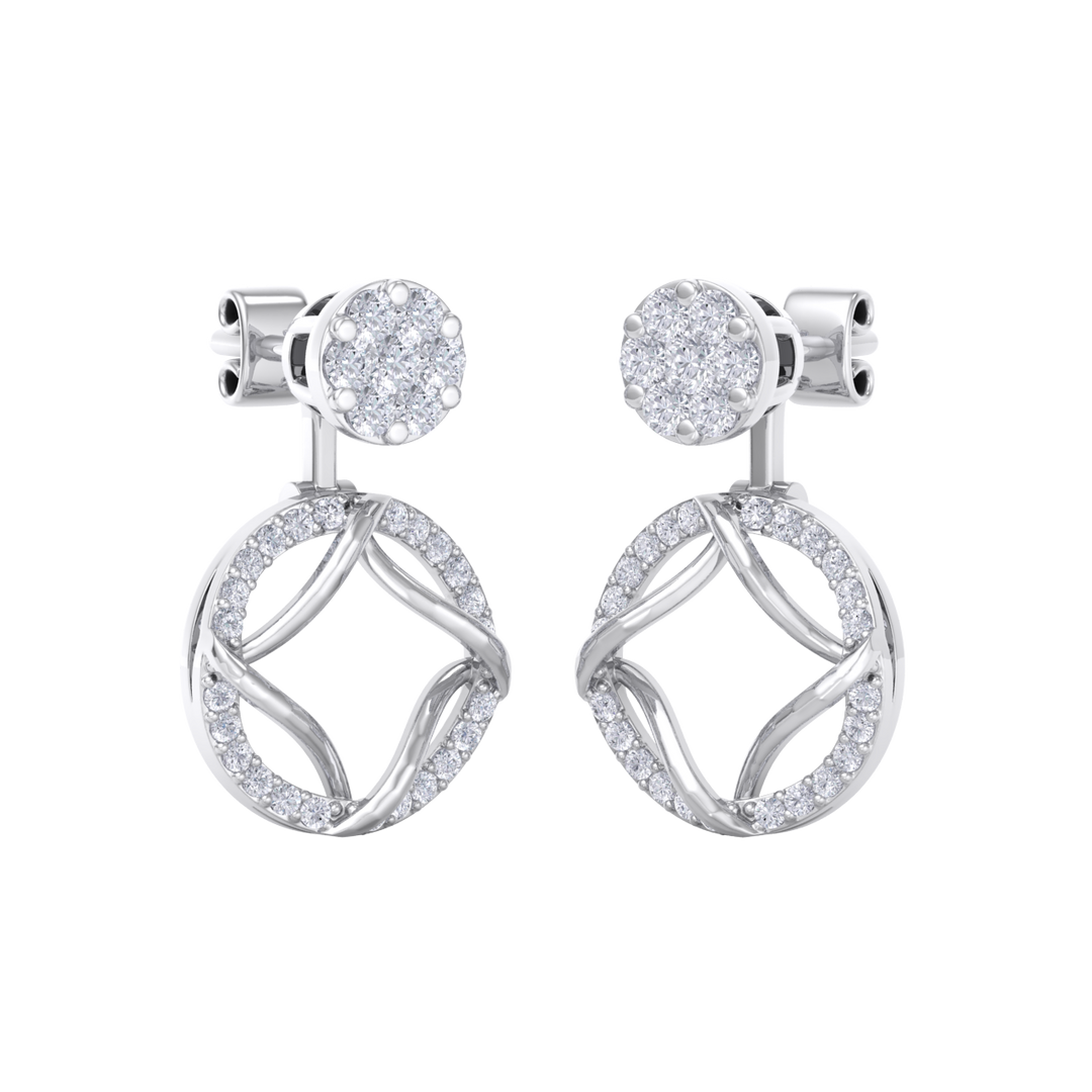 Drop earrings in white gold with white diamonds of 1.14 ct in weight