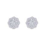 Load image into Gallery viewer, Round shaped stud earrings in yellow gold with white diamonds of 0.65 ct in weight
