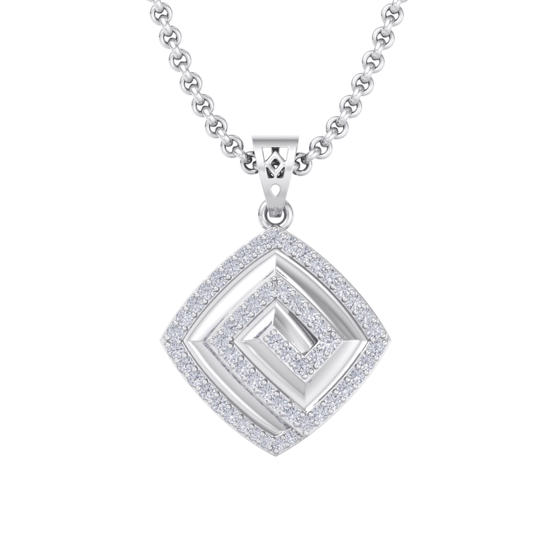 Square Pendant in white gold with white diamonds of 0.61 ct in weight