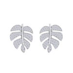 Load image into Gallery viewer, Leaf shaped earrings in white gold with white diamonds of 0.65 ct in weight
