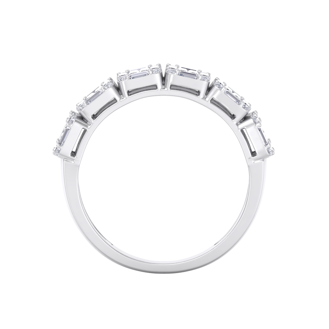 Baguette half eternity ring in white gold with white diamonds of 2.28 ct in weight