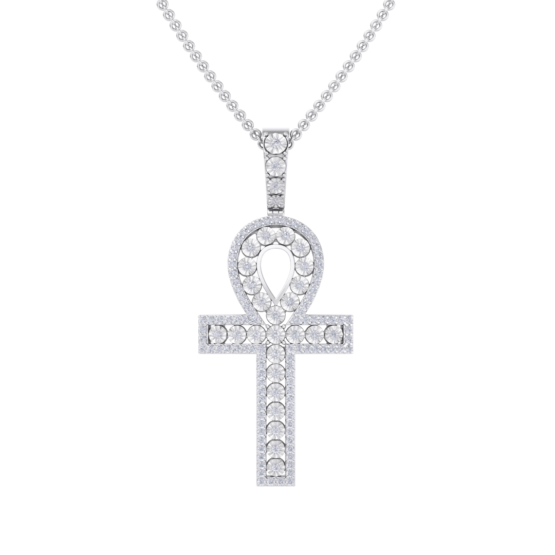 Ankh pendant in white gold with white diamonds of 1.77 ct in weight