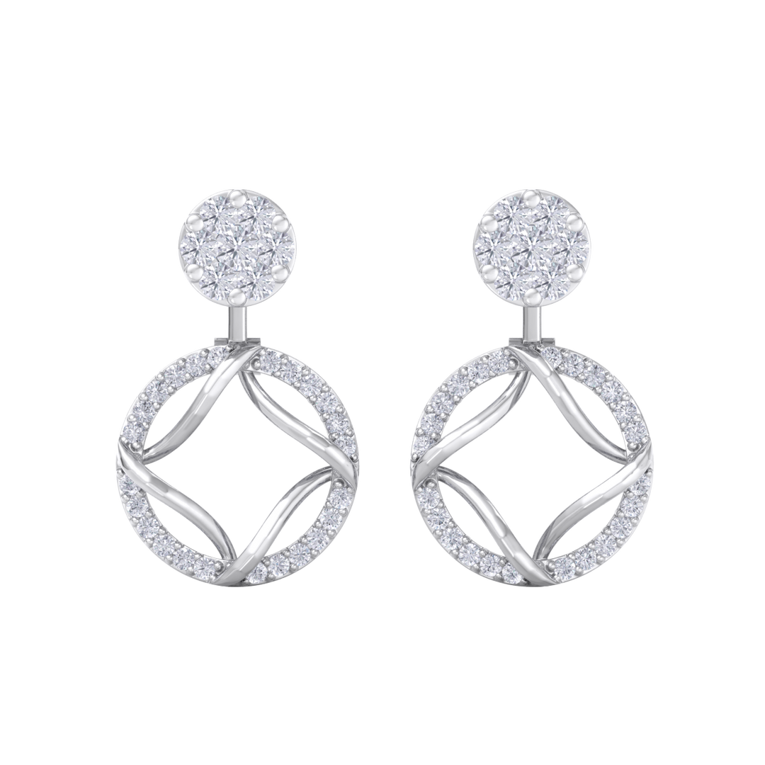 Drop earrings in white gold with white diamonds of 1.14 ct in weight