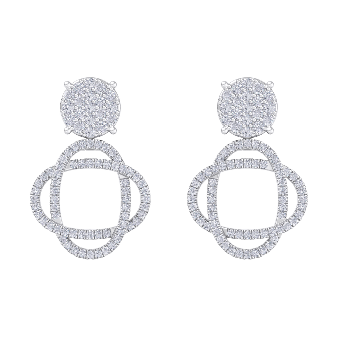 3 in 1 earrings in white gold with white diamonds of 1.01 ct in weight