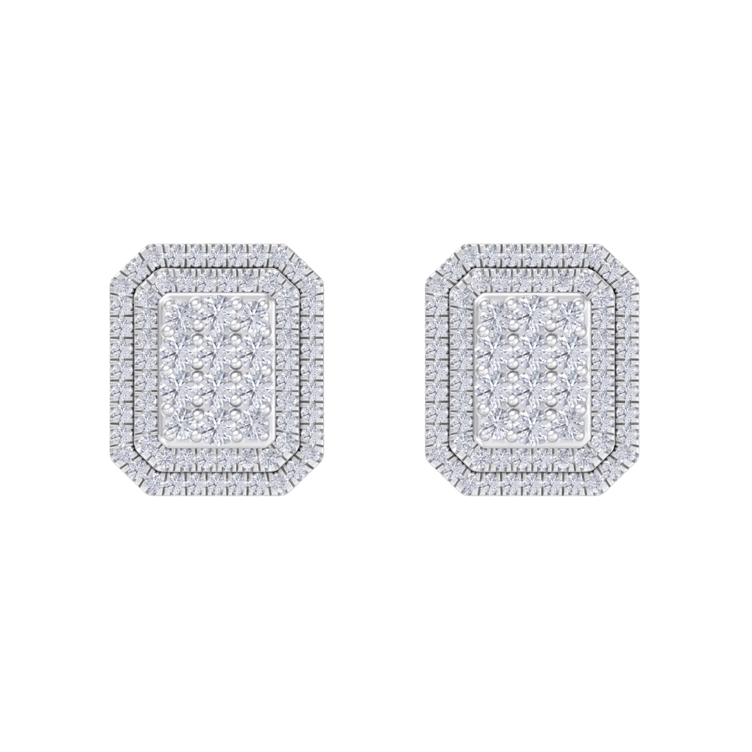 3 in 1 earrings in white gold with white diamonds of 0.97 ct in weight