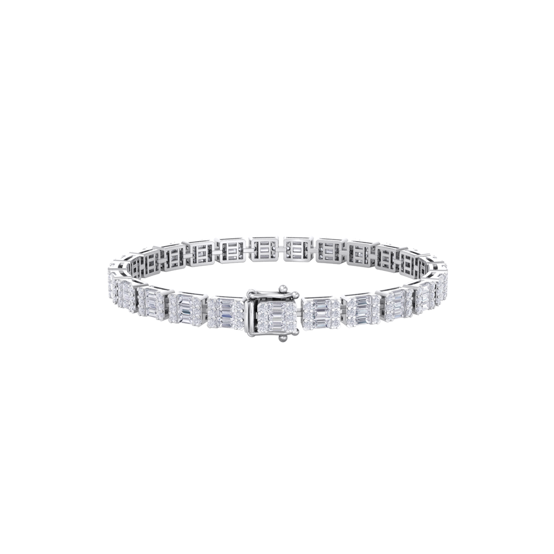 Baguette tennis bracelet in yellow gold with white diamonds of 3.50 ct in weight