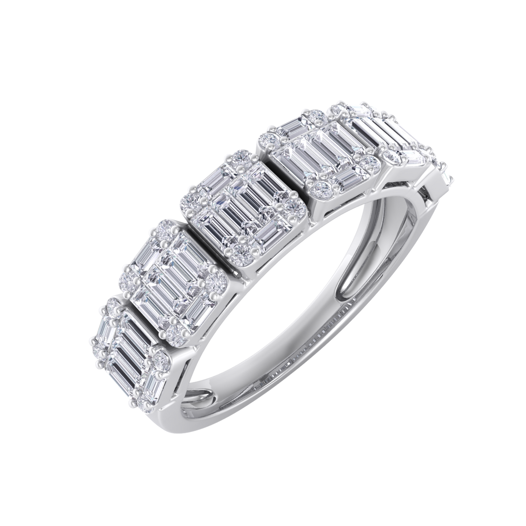 Baguette half eternity ring in rose gold with white diamonds of 2.28 ct in weight