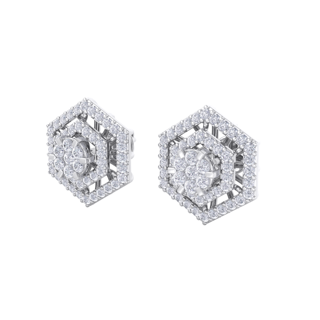 Stud earrings in rose gold with white diamonds of 1.45 ct in weight