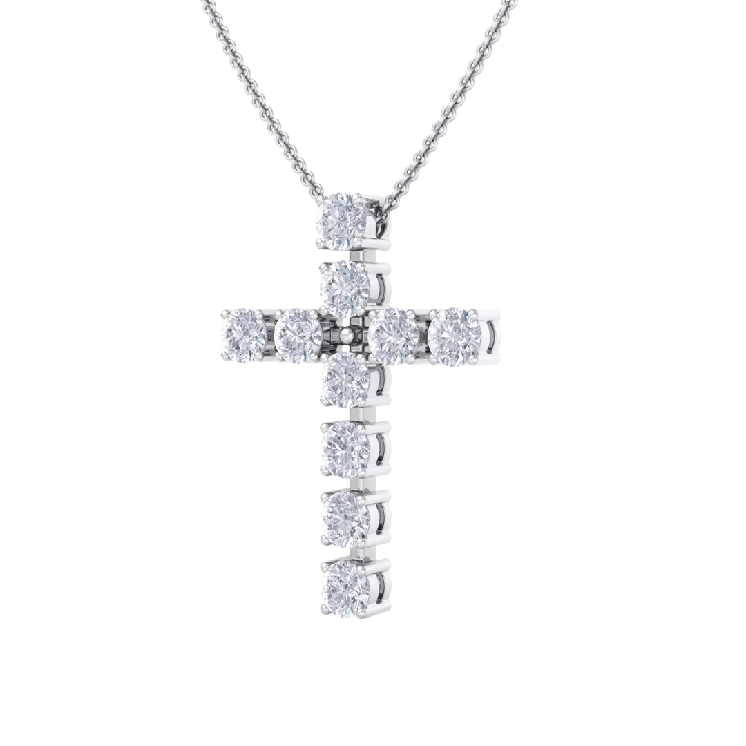 Diamond Cross Pendant in yellow gold with white diamonds of 1.10 ct in weight