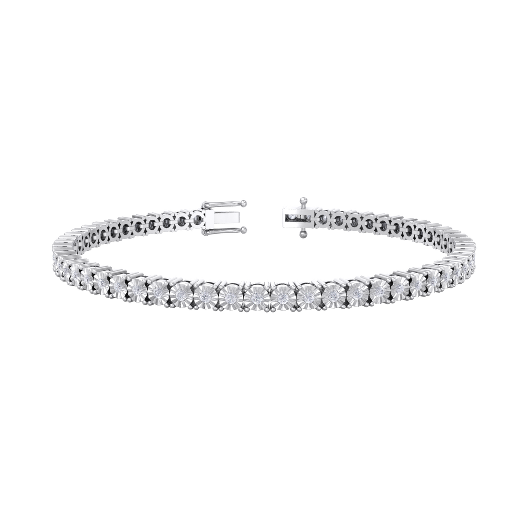 Tennis bracelet in white gold with white diamonds of 0.88 ct in weight