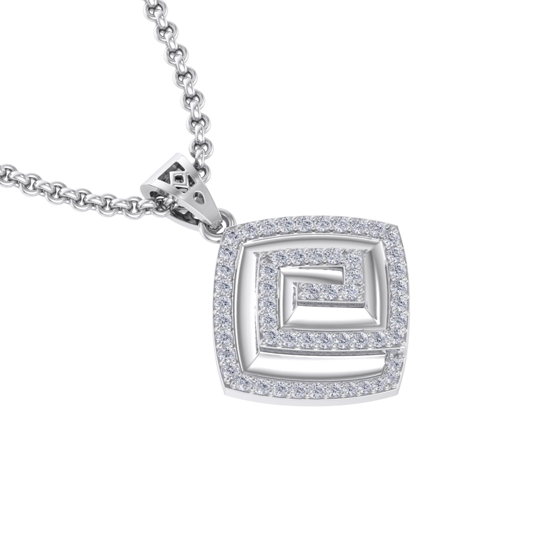 Square Pendant in rose gold with white diamonds of 0.61 ct in weight