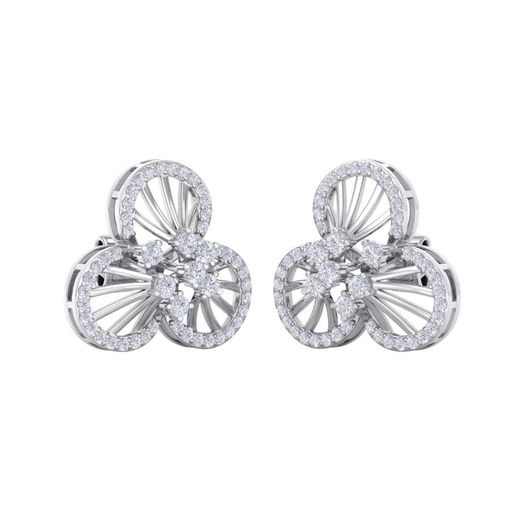 Flower shaped stud earrings in rose gold with white diamonds of 0.84 ct in weight