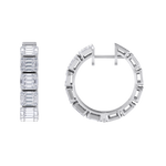 Load image into Gallery viewer, Baguette diamond hoop earrings in yellow gold with white diamonds of 4.56 ct in weight
