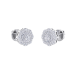 Load image into Gallery viewer, Round shaped stud earrings in yellow gold with white diamonds of 0.65 ct in weight
