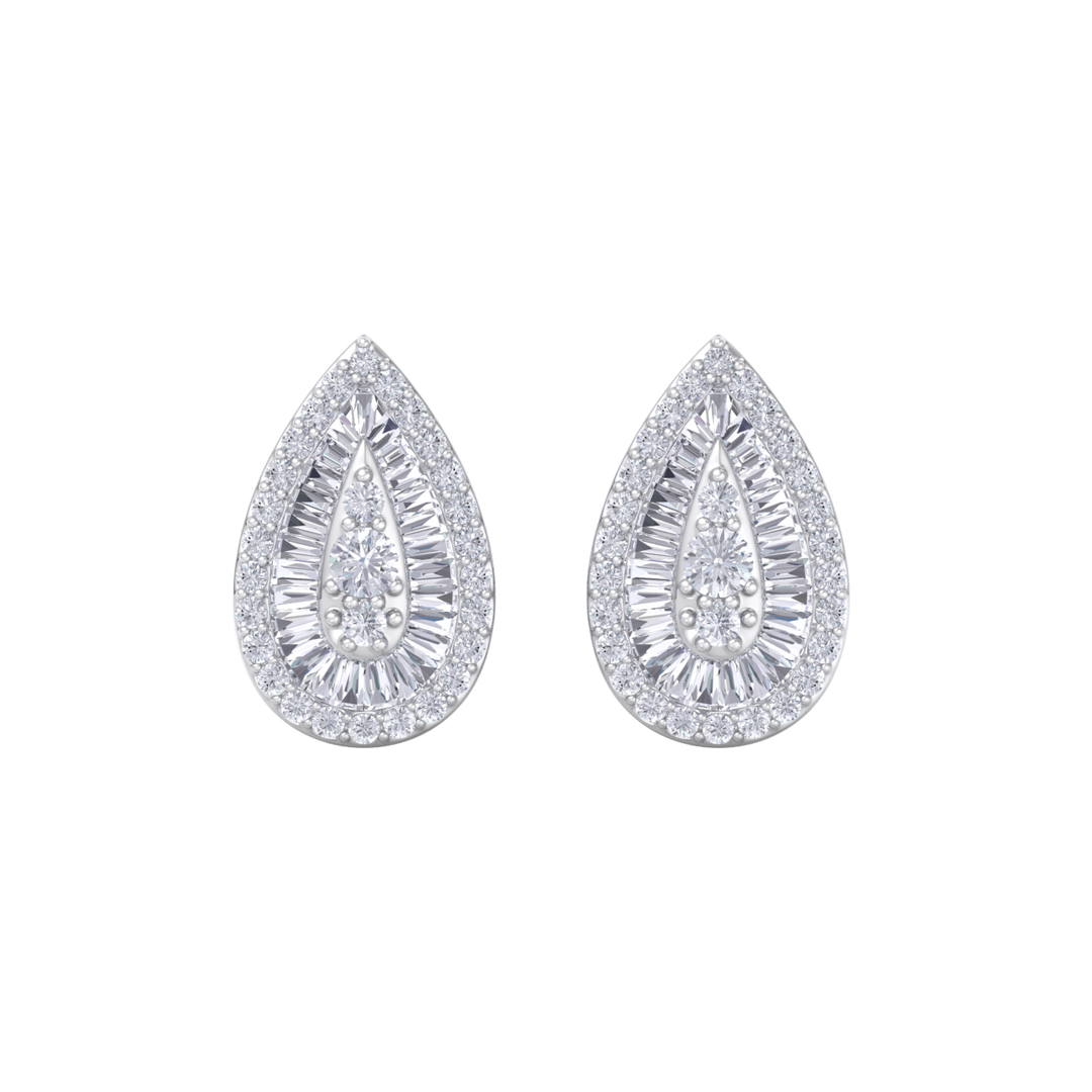 Pear shaped earrings in yellow gold with white diamonds of 0.79 ct in weight