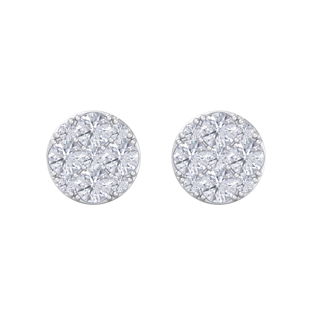 Round stud earrings in white gold with white diamonds of 2.45 ct in weight