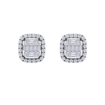 Load image into Gallery viewer, Halo square stud earrings in white gold with white diamonds of 0.41 ct in weight
