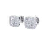 Load image into Gallery viewer, Square halo earrings in white gold with white diamonds of 0.60 ct in weight
