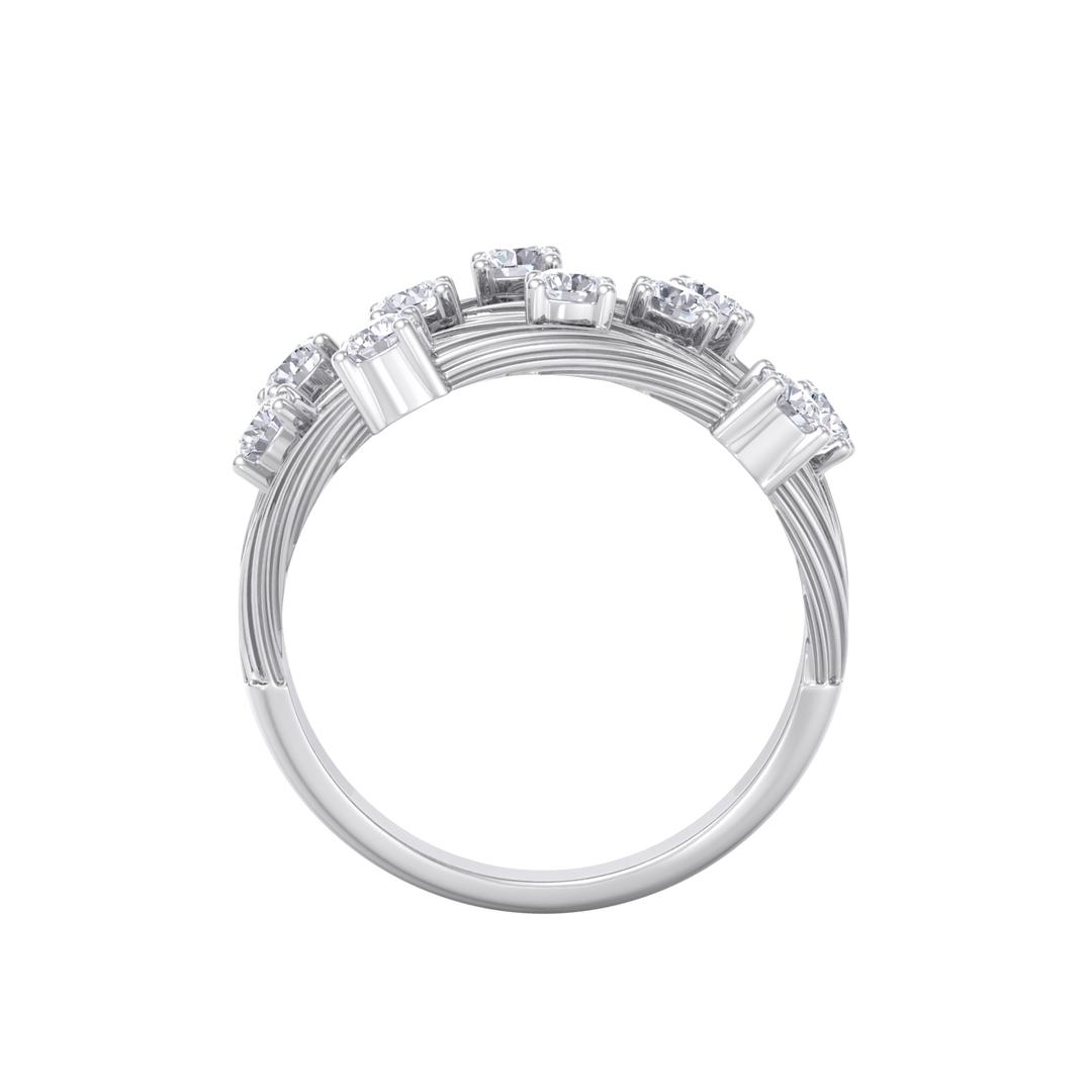 Multi-band ring in white gold with white diamonds of 0.90 ct in weight