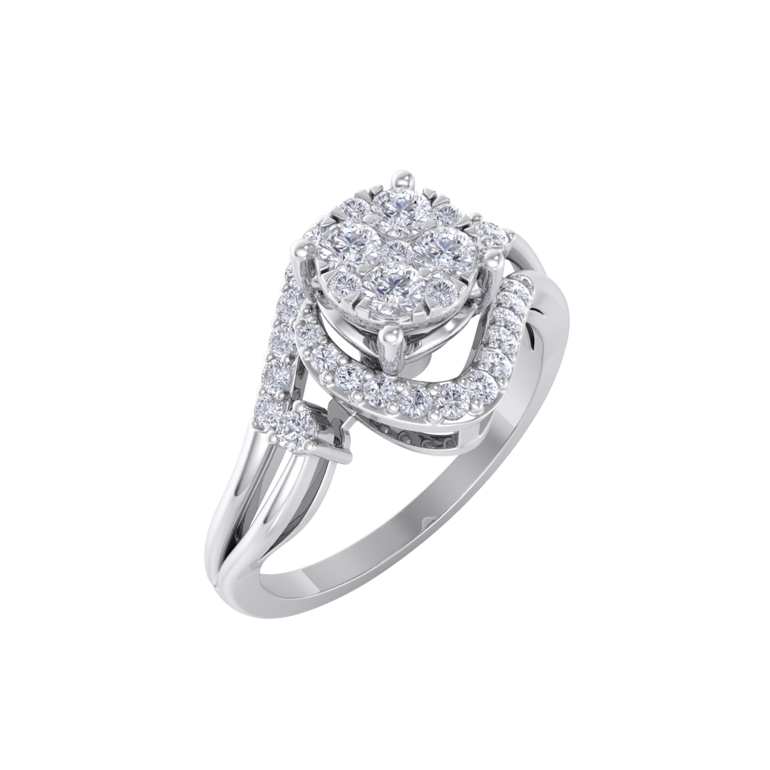 Engagement ring in white gold with white diamonds of 0.26 ct in weight