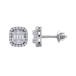 Load image into Gallery viewer, Halo square stud earrings in white gold with white diamonds of 0.41 ct in weight
