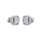 Load image into Gallery viewer, Halo square stud earrings in yellow gold with white diamonds of 0.41 ct in weight
