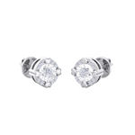 Load image into Gallery viewer, Halo earrings with miracle plate in rose gold with white diamonds of 0.20 ct in weight
