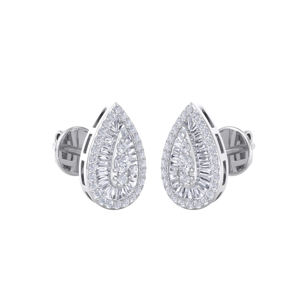 Pear shaped earrings in white gold with white diamonds of 0.79 ct in weight