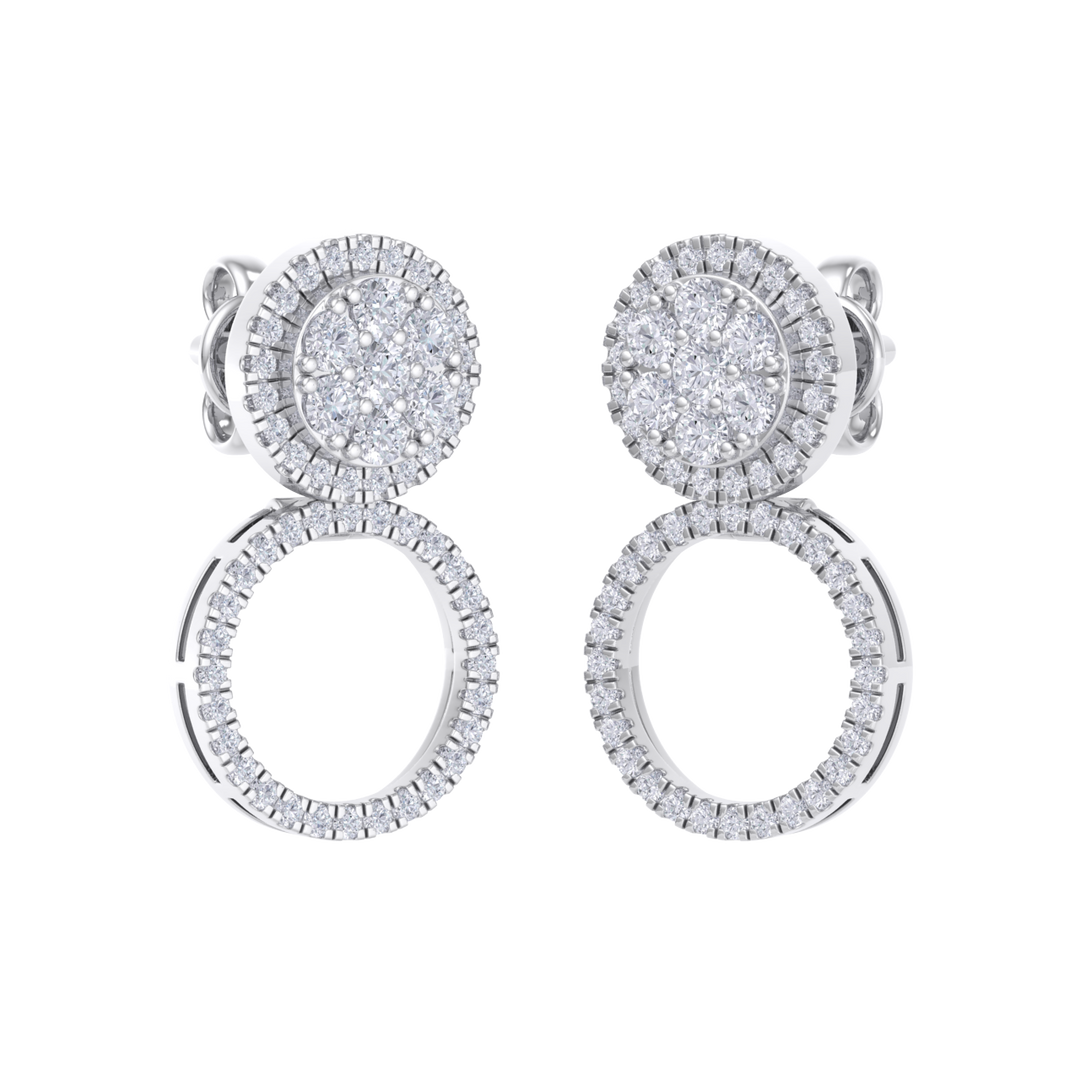 3 in 1 earrings in white gold with white diamonds of 0.79 ct in weight