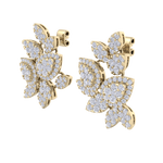 Load image into Gallery viewer, Flower shaped stud earrings in yellow gold with white diamonds of 3.11 ct in weight
