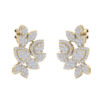 Load image into Gallery viewer, Flower shaped stud earrings in yellow gold with white diamonds of 3.11 ct in weight
