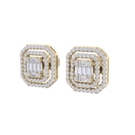 Load image into Gallery viewer, Square stud earrings in yellow gold with white diamonds of 0.87 ct in weight
