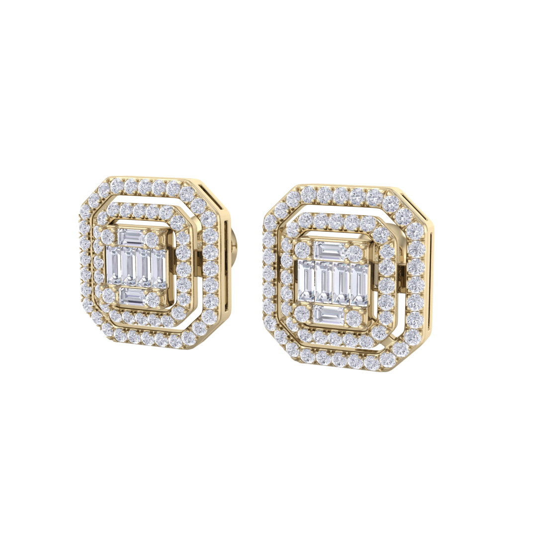 Square stud earrings in white gold with white diamonds of 0.87 ct in weight