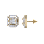 Load image into Gallery viewer, Square stud earrings in yellow gold with white diamonds of 0.87 ct in weight
