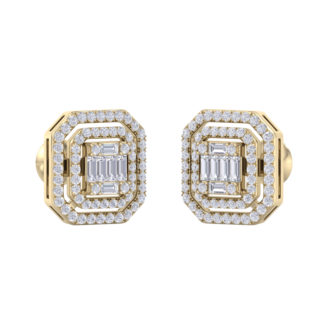 Square stud earrings in white gold with white diamonds of 0.87 ct in weight