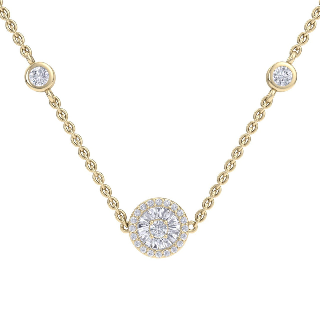 Beautiful Necklace in yellow gold with white diamonds of 0.37 ct in weight