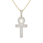 Load image into Gallery viewer, Ankh pendant in yellow gold with white diamonds of 1.77 ct in weight
