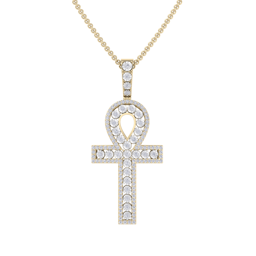 Ankh pendant in yellow gold with white diamonds of 1.77 ct in weight