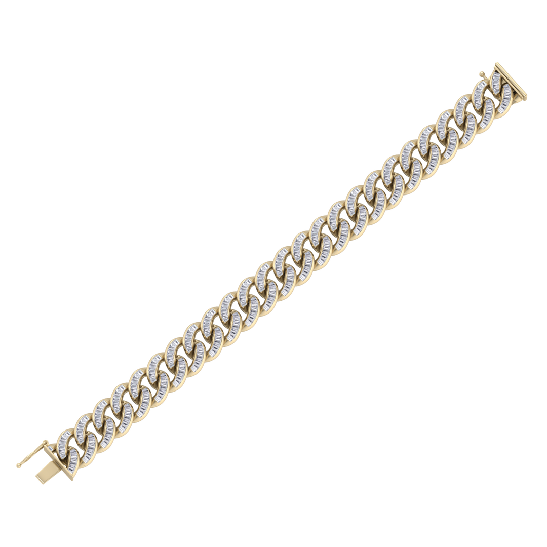 Baguette diamond curb chain in rose gold with white diamonds of 5.26 ct