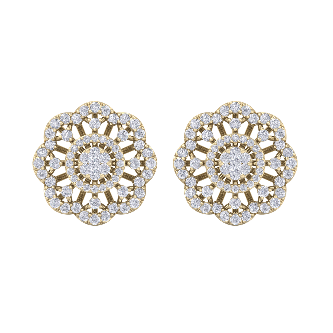 Stud earrings in rose gold with white diamonds of 1.14 ct in weight