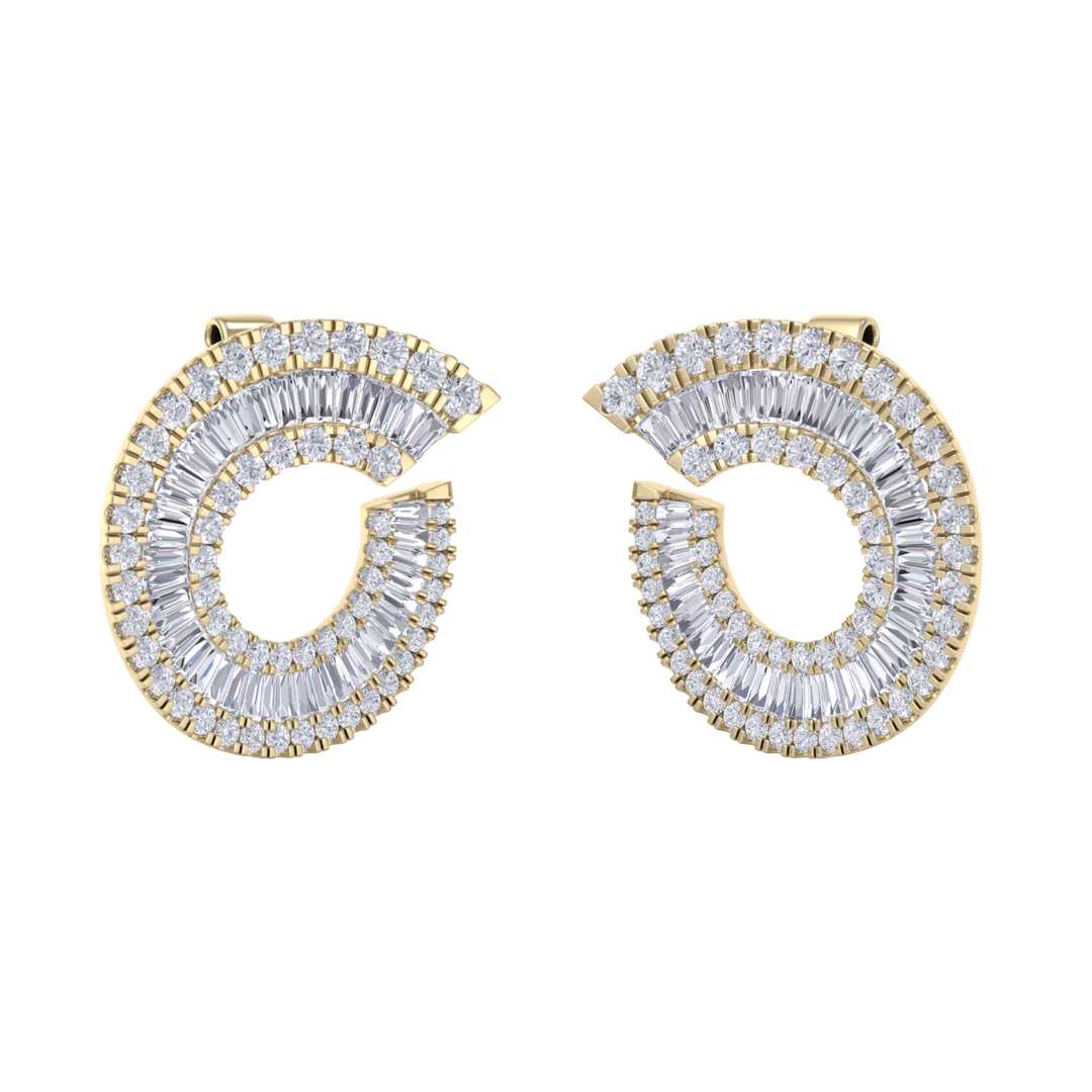 Baguette diamond circle studs in rose gold with white diamonds of 5.85 ct in weight