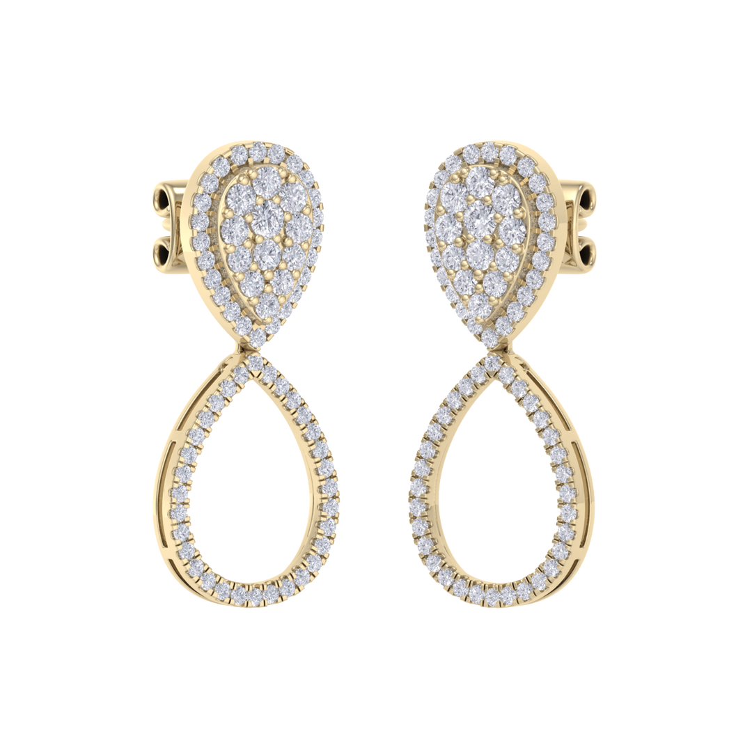 3 in 1 earrings in rose gold with white diamonds of 0.85 ct in weight