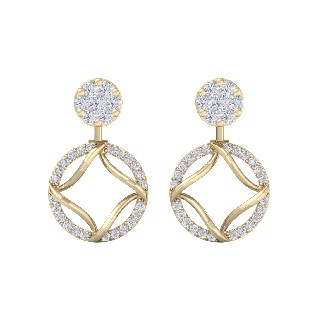 Drop earrings in white gold with white diamonds of 1.14 ct in weight