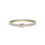 Load image into Gallery viewer, Baguette tennis bracelet in yellow gold with white diamonds of 3.50 ct in weight
