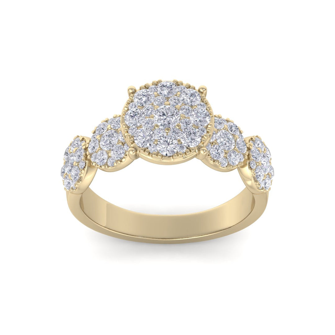 Bridal ring in yellow gold with white diamonds of 2.29 ct in weight