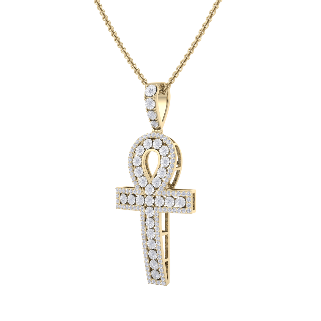 Ankh pendant in white gold with white diamonds of 1.77 ct in weight